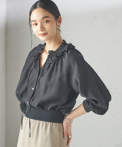 SHIPS（シップス） ブラウス シャツ 「手洗い可能」シルク混 シアー