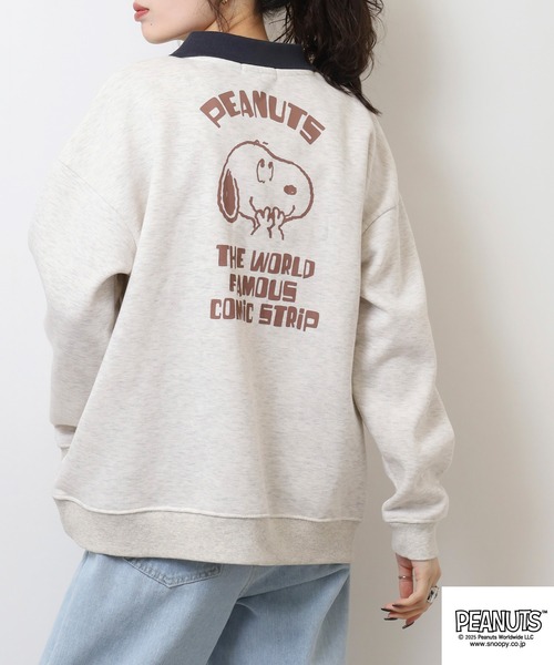PEANUTS スマホショルダー トレーナー スウェット 裏起毛 襟付き裏起毛