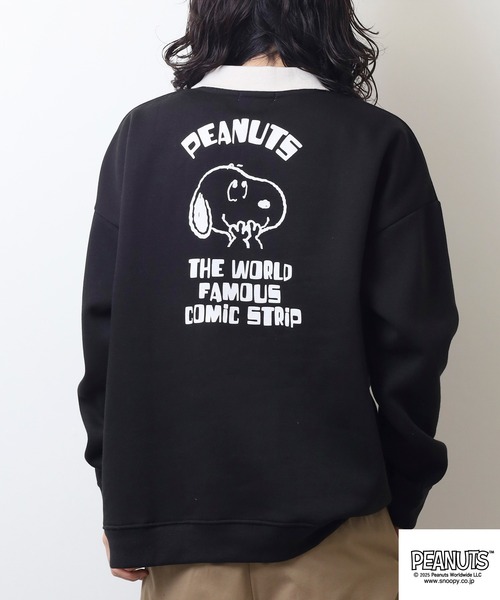 PEANUTS トレーナー スウェット 襟付き裏起毛トレーナー スヌーピー