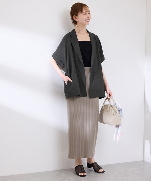 ROPE PICNIC シアーハーフスリーブジャケット　ネイビー　リネンライク 接触冷感・UVカット・速乾】【リネンライク・シリーズ】シアー