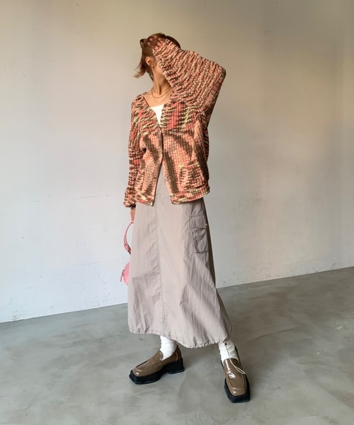 「SHAGGIE」 ニットカーディガン FREE オレンジ レディース_画像3