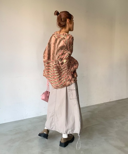 「SHAGGIE」 ニットカーディガン FREE オレンジ レディース_画像5