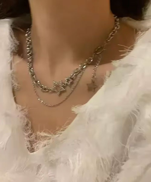 Mayree ネックレス 「float」Y2K シルバー スター ネックレス 