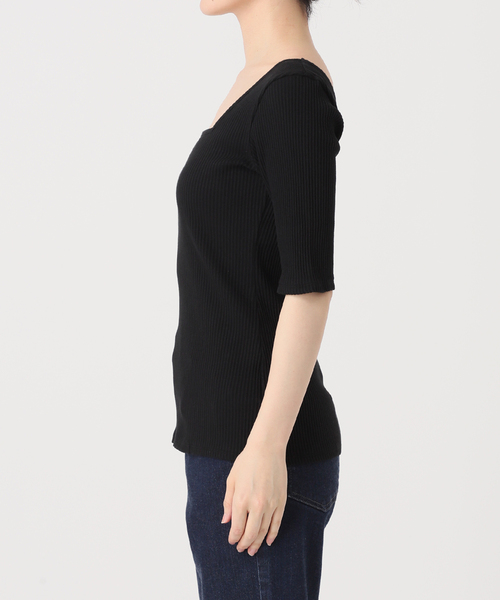 IENA LA BOUCLE tシャツ リブスクエアネックカットソー