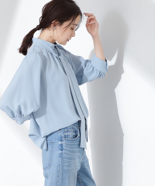 NANO universe（ナノ・ユニバース） ブラウス シャツ ボウタイ取り外し