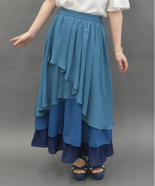 axes femme POETIQUE スカート グラデーションフリルスカート