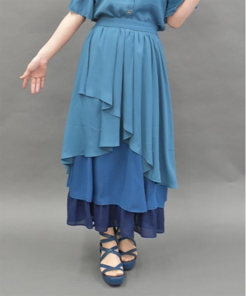 axes femme POETIQUE スカート グラデーションフリルスカート