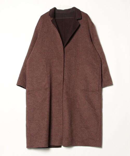kastane ブラウン チェック柄 ロングコート Kastane（カスタネ） チェック柄コート 1 ブラウン レディース