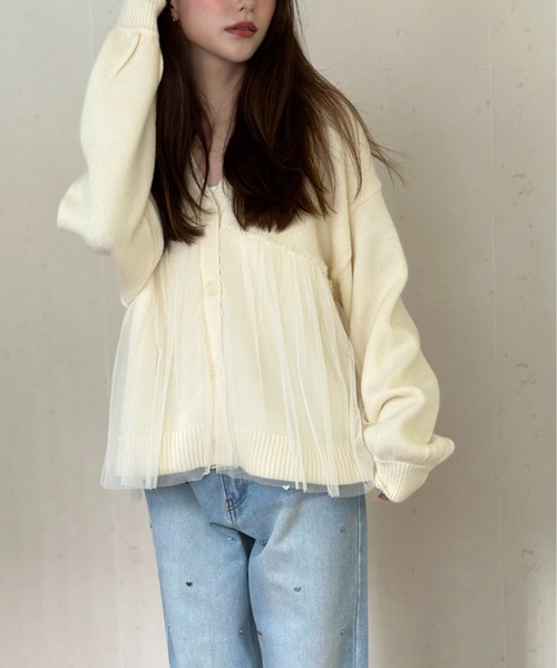 「Per sist ence」 ニットカーディガン FREE アイボリー レディース_画像3