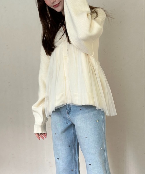 「Per sist ence」 ニットカーディガン FREE アイボリー レディース_画像5