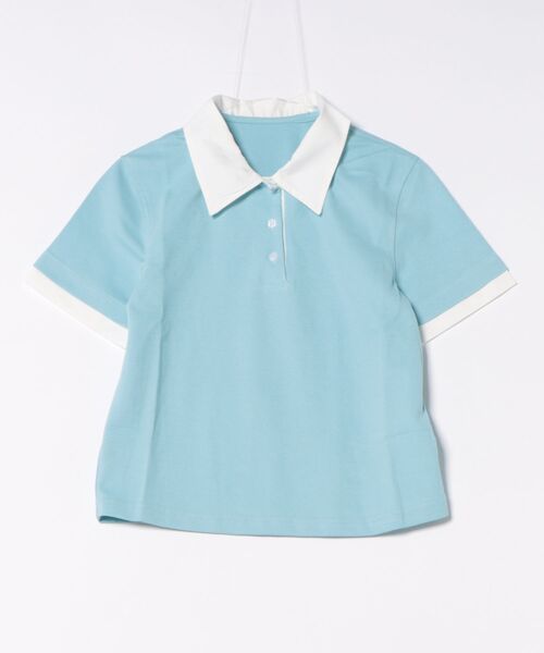tシャツ バイカラー レイヤード ポロトップス 半袖 レディース