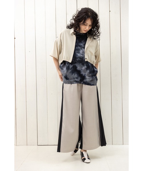 ブラウス シャツ クロップド切替シャツブラウス レディース OSMOSIS ブラウス シャツ クロップド切替シャツブラウス