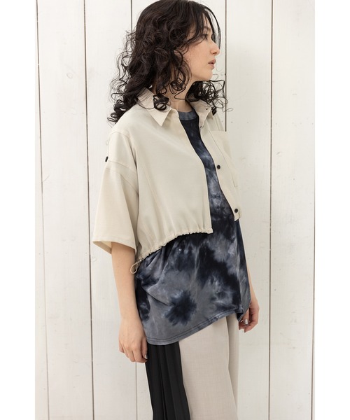 ブラウス シャツ クロップド切替シャツブラウス レディース OSMOSIS ブラウス シャツ クロップド切替シャツブラウス