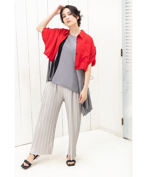 ブラウス シャツ クロップド切替シャツブラウス レディース OSMOSIS ブラウス シャツ クロップド切替シャツブラウス