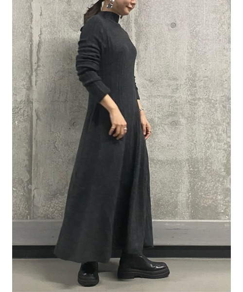 ミラオーウェン※MilaOwen ウォッシャブル ロングニットワンピース0※新品 Mila Owen（ミラオーウェン） ニットワンピース 0 チャコールグレー