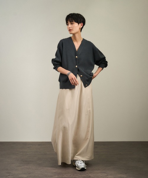 サロンアダムエロペ　メタルボタンスウェットライクラインカーディガン ベージュ サロン アダム エ ロペ SALON adam et rope' 【WEB限定】メタルボタン