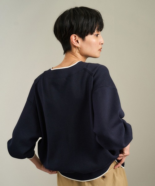 SALON adam et rope' カーディガン 「WEB限定」メタルボタン