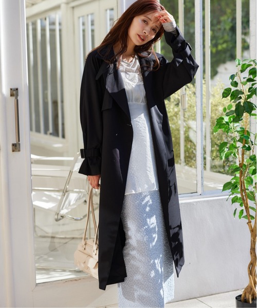 「mysty woman」 トレンチコート FREE ブラック レディース_画像8