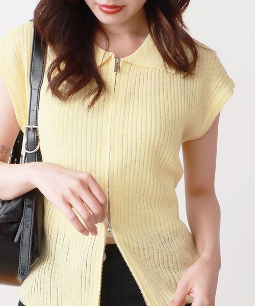 ROOP TOKYO ポロシャツ ポロ Double-zip short-sleeved knit polo