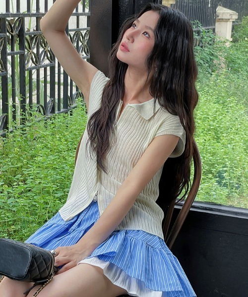 ROOP TOKYO ポロシャツ ポロ Double-zip short-sleeved knit polo