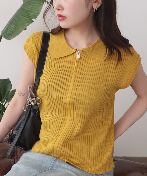 ROOP TOKYO ポロシャツ ポロ Double-zip short-sleeved knit polo