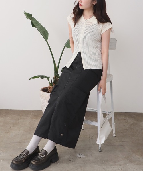 ROOP TOKYO ポロシャツ ポロ Double-zip short-sleeved knit polo