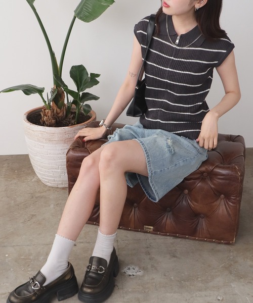 ROOP TOKYO ポロシャツ ポロ Double-zip short-sleeved knit polo