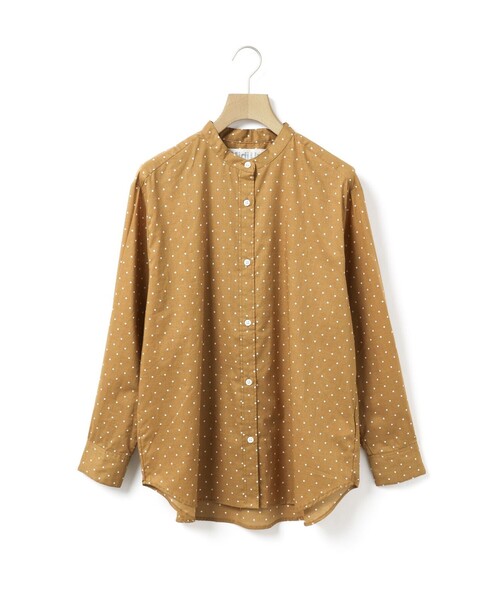 MidiUmi（ミディウミ） ブラウス シャツ ドット柄バンドカラーシャツ