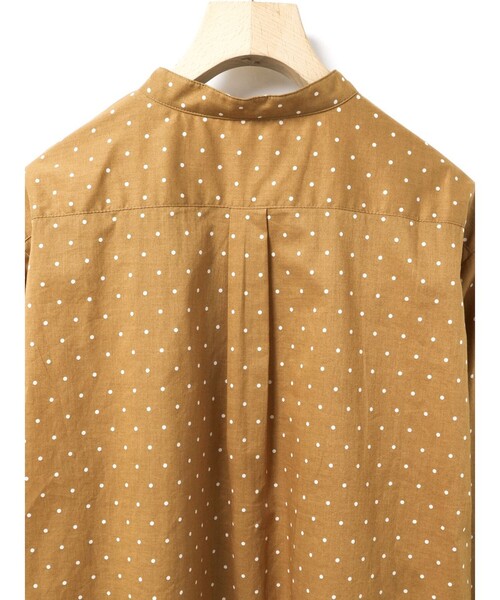 MidiUmi（ミディウミ） ブラウス シャツ ドット柄バンドカラーシャツ