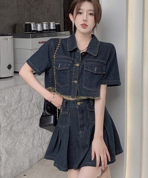 【alexanderwang】デニムジャケットとミニスカート セットアップ gossip!ロサンゼルス セットアップ デニムジャケット+ ミニ