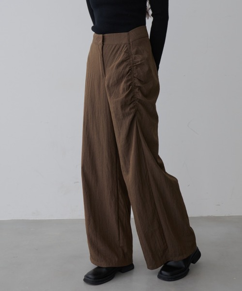 NUJOH パンツ One-Side Shirring Pants / ワンサイド シャーリング