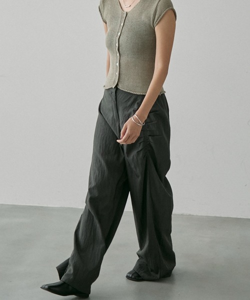 NUJOH パンツ One-Side Shirring Pants / ワンサイド シャーリング