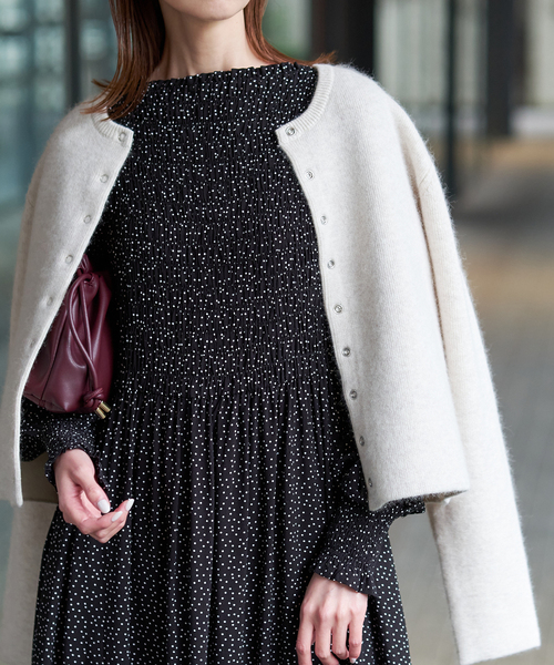 IENA SLOBE フードワンピース ウール混ジャージーフレアワンピース