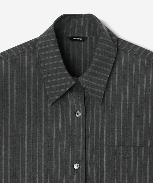 Bshop ブラウス シャツ eunoia | ウールライク ストライプシャツ WOMEN