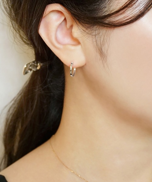 TAKE-UP（テイクアップ） ピアス K14/K10 シンプルフープピアス( WG