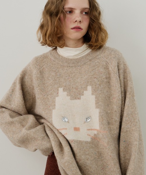 12.あいにゃん様　オーダー Unitage ニット セーター オーバーサイズワンにゃんニット レディース