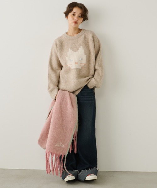 12.あいにゃん様　オーダー Unitage ニット セーター オーバーサイズワンにゃんニット レディース