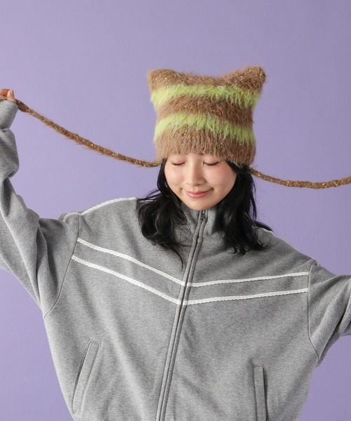 tiny tiny（ティニーティニー） ニット帽 ニットキャップ シャギーねこ