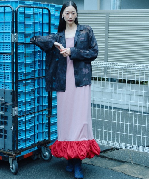 ワンピース Ballon hem strechy dress / バルーンヘムストレッチドレス