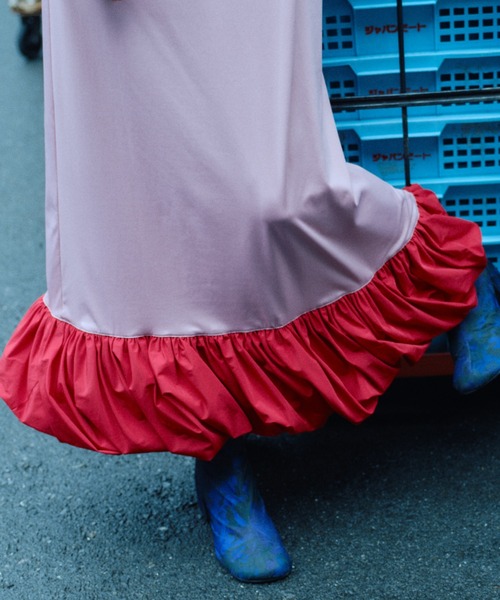 ワンピース Ballon hem strechy dress / バルーンヘムストレッチドレス