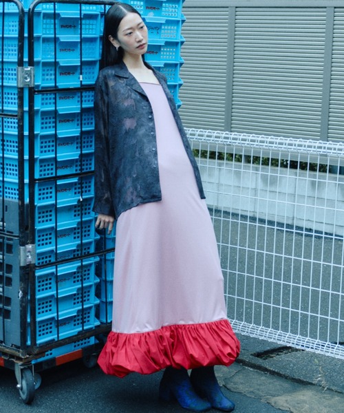 ワンピース Ballon hem strechy dress / バルーンヘムストレッチドレス