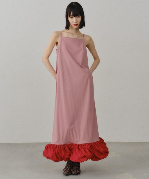 ワンピース Ballon hem strechy dress / バルーンヘムストレッチドレス