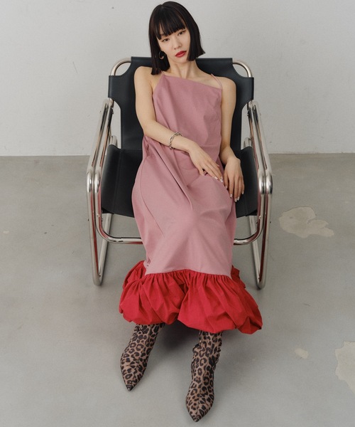 ワンピース Ballon hem strechy dress / バルーンヘムストレッチドレス