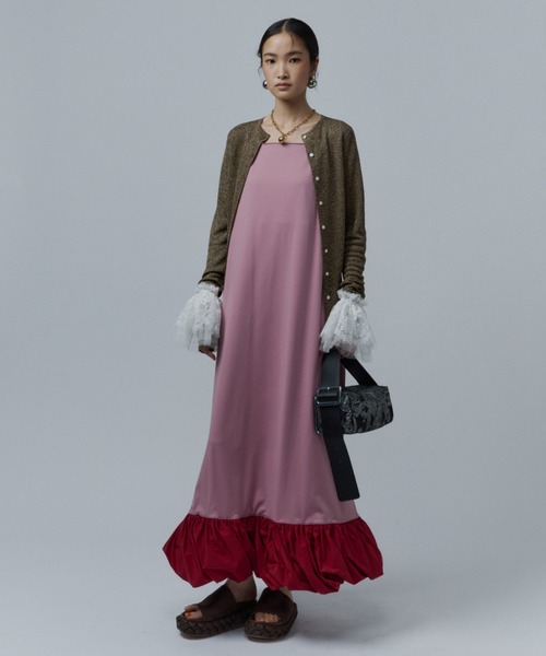 ワンピース Ballon hem strechy dress / バルーンヘムストレッチドレス