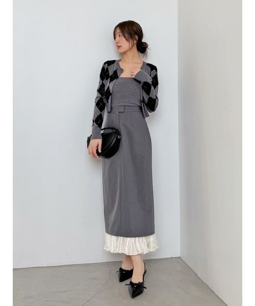 SNIDEL（スナイデル） スカート プリーツドッキングナロースカート