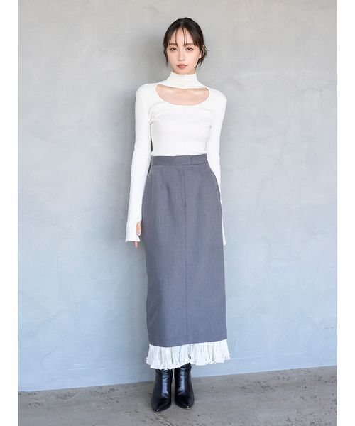 SNIDEL（スナイデル） スカート プリーツドッキングナロースカート