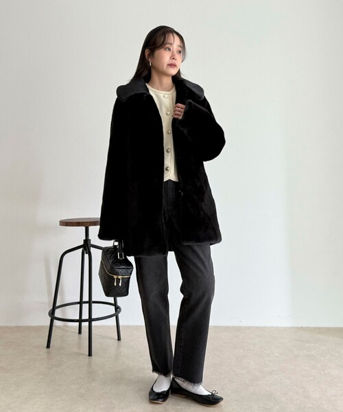 ムートンコート ボアコート 「HAVELESS/ハブレス」CAROLミドル丈ファー