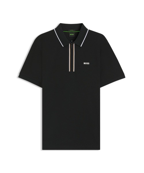 【しん】【新品タグ付】HUGO BOSS ポロシャツ ブラック オレンジ BOSS（HUGO BOSS） ポロシャツ スリムフィット クイックドライ