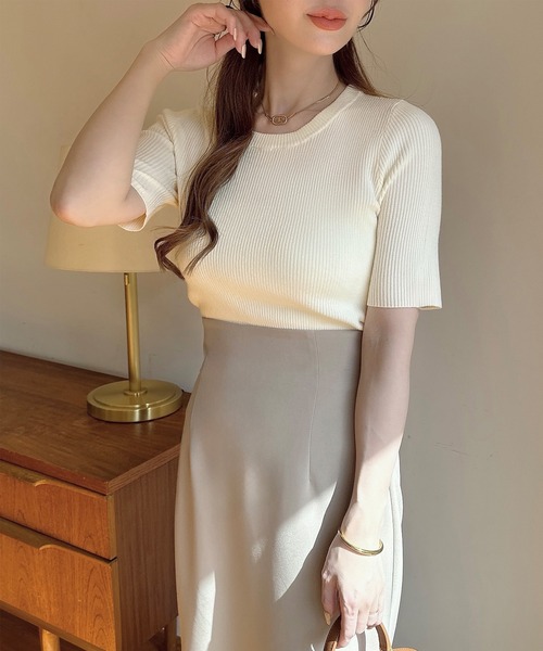 「Meiru」 半袖ニット MEDIUM ブラック系その他 レディース_画像8