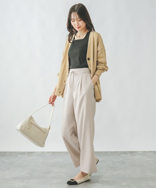 「GLOBAL WORK」 イージーパンツ MEDIUM グレイッシュベージュ レディース_画像3